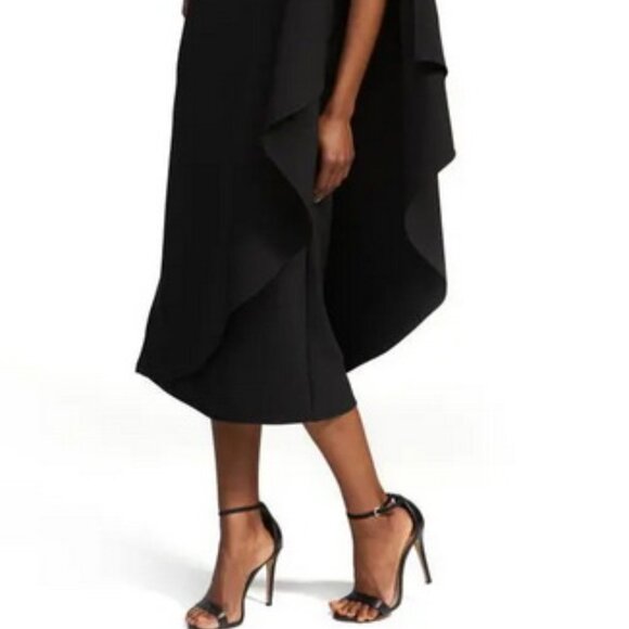 Halston Black Aries One-Shoulder Crepe Dress - Picture 3 of 4